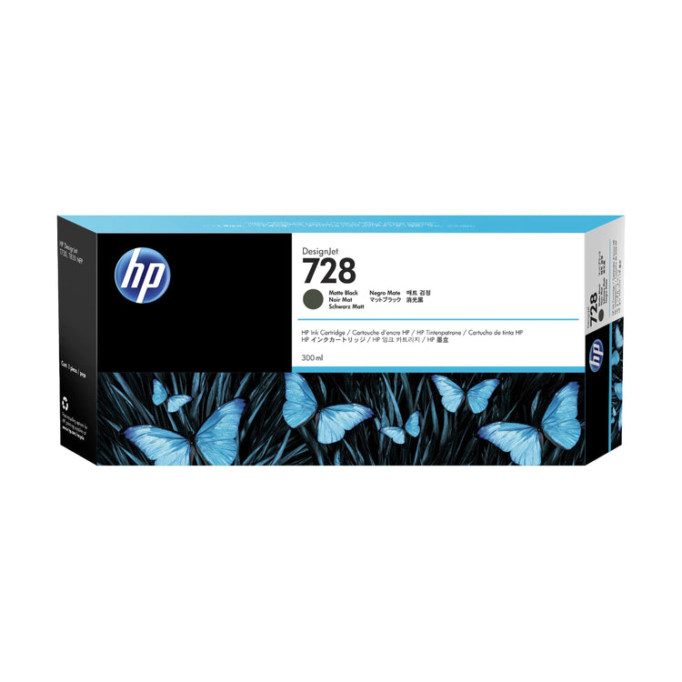 HP 728 - 300ml (F9J68A) Matte Black Original Inkjet Cartridge - Cartouches Certifiées