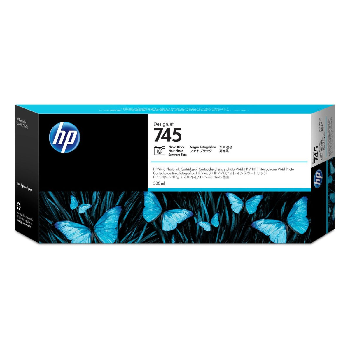 HP 745 - 300ml (F9K04A) Photo Black Original Inkjet Cartridge - Cartouches Certifiées