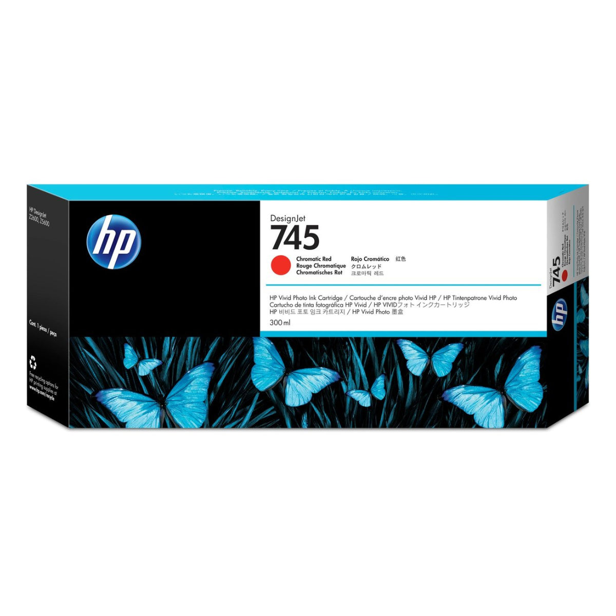 HP 745 - 300ml (F9K06A) Red Original Inkjet Cartridge - Cartouches Certifiées