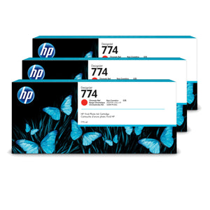 HP 774 - 775ml Tri Pack (P2W04A) Red Original Inkjet Cartridge - Cartouches Certifiées