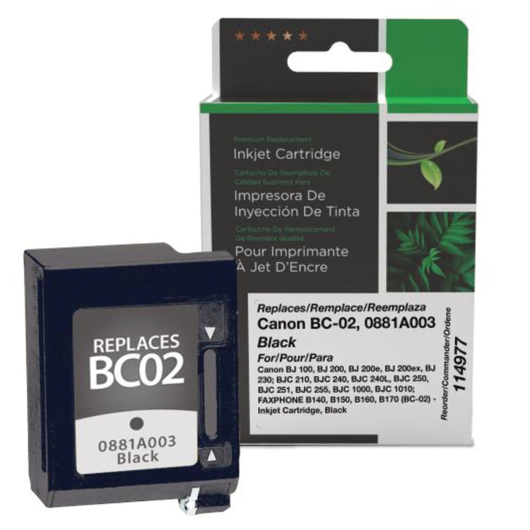 Refurbished CANON BC-02 (0881A003) Black Inkjet Cartridge - Cartouches Certifiées