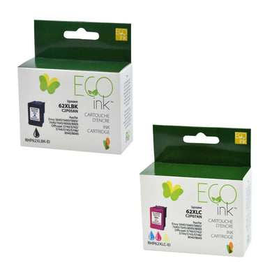 Refurbished HP 62XL Set of 2 (C2P07AN C2P05AN) Black and Color Inkjet Cartridge - Cartouches Certifiées