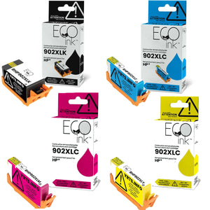 Refurbished HP 902XL Set of 4 Black and Color Inkjet Cartridge - Cartouches Certifiées