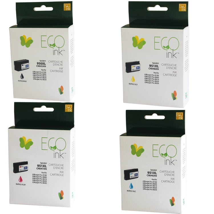 Refurbished HP 950XL 951XL Set of 4 Black and Color Inkjet Cartridge - Cartouches Certifiées