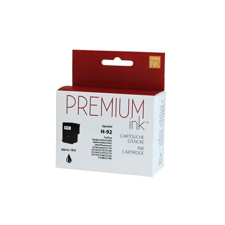 Refurbished HP 92 (C9362WN) Black Inkjet Cartridge - Cartouches Certifiées