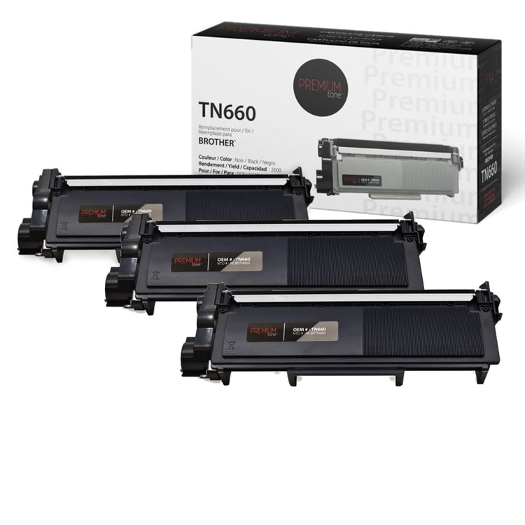 Compatible BROTHER TN-660 Set of 3 Black Toner Cartridge Premium Quality - Cartouches Certifiées