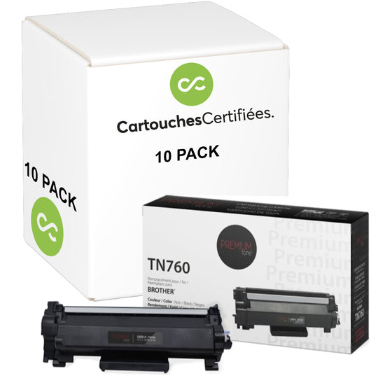Compatible BROTHER TN-760 Set of 10 Black Toner Cartridge Premium Quality
