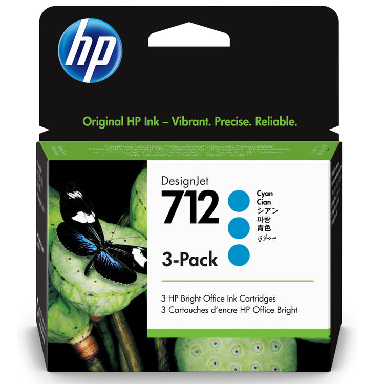HP 712 - 29ml (3ED77A) Tri Pack Cyan Original Inkjet Cartridge - Cartouches Certifiées