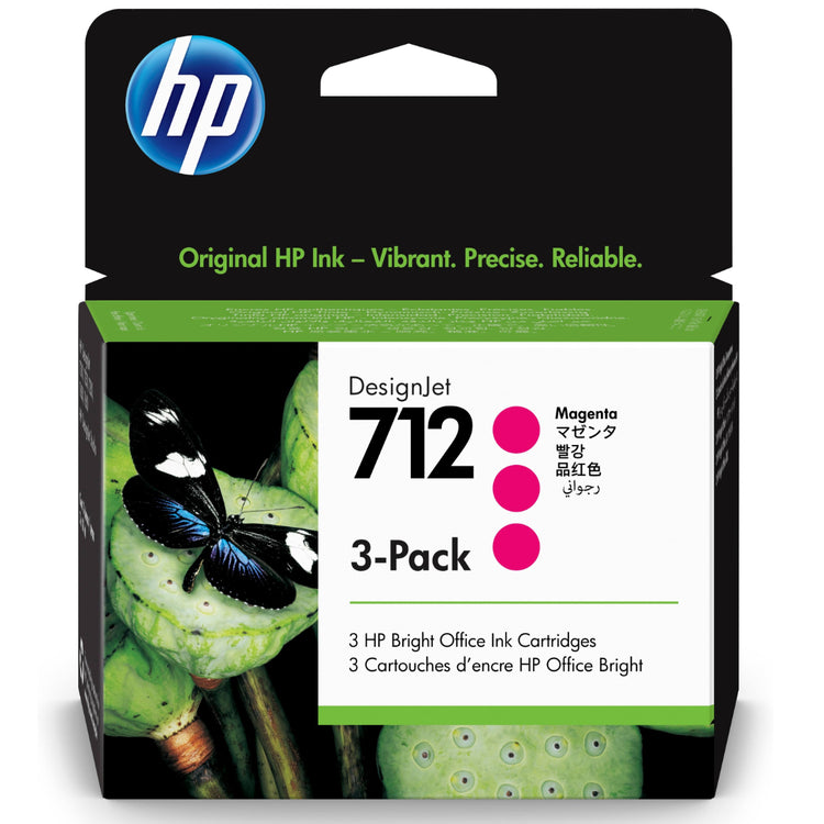 HP 712  - 29ml (3ED78A) Tri Pack Magenta Original Inkjet Cartridge - Cartouches Certifiées