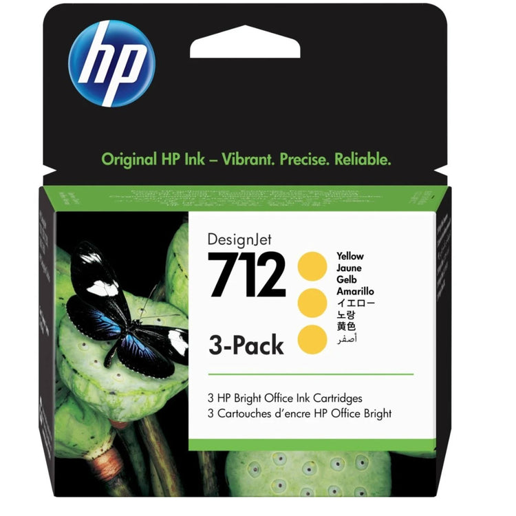 HP 712  - 29ml (3ED79A) Tri Pack Yellow Original Inkjet Cartridge - Cartouches Certifiées