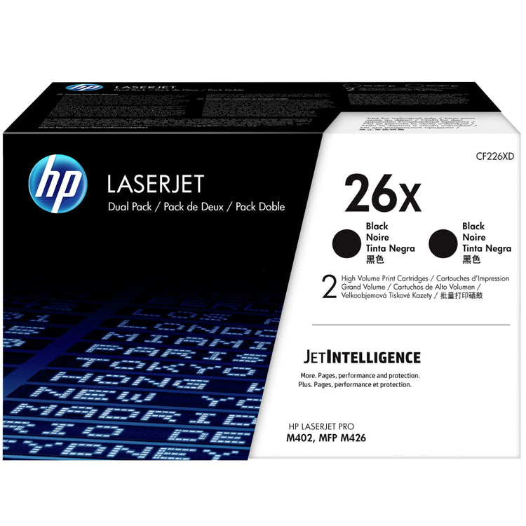 HP CF226XD (26X) 2 Pack Black Original Toner Cartridge - Cartouches Certifiées