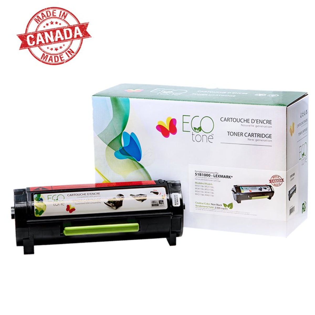 Refurbished LEXMARK 51B1000 Black Toner Cartridge - Cartouches Certifiées