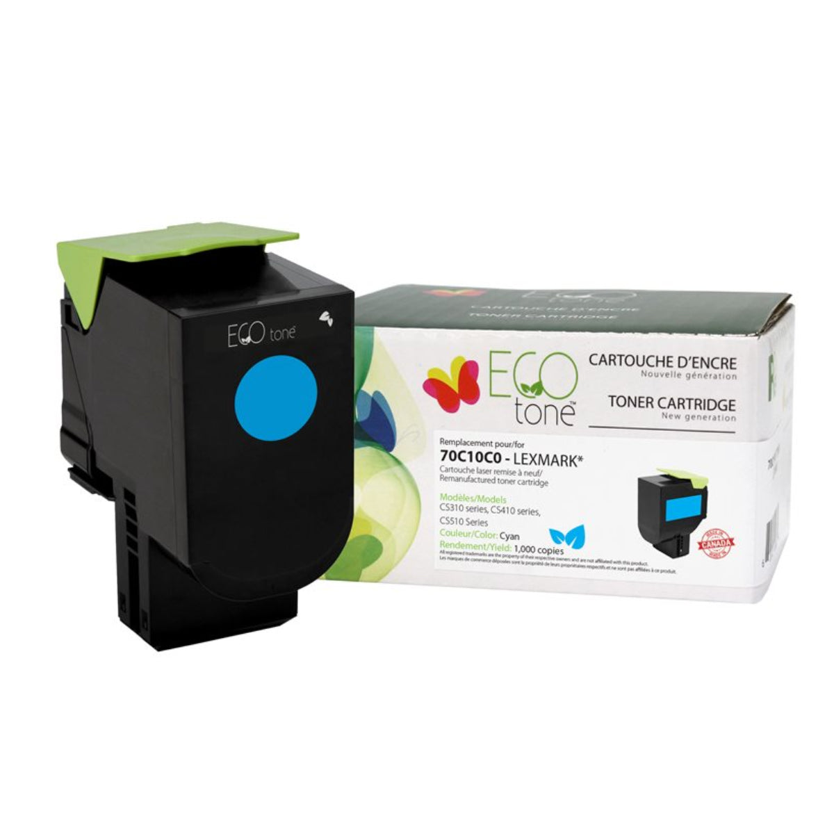 Refurbished LEXMARK 70C10C0 Cyan Toner Cartridge - Cartouches Certifiées