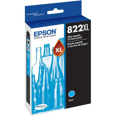 EPSON T822XL (T822XL220) Cyan Original Inkjet Cartridge - Cartouches Certifiées