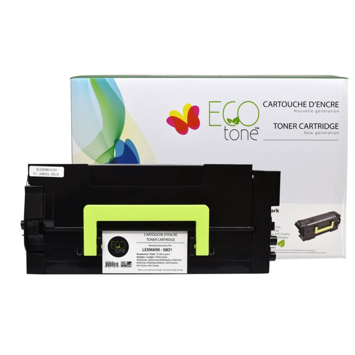 Refurbished LEXMARK 58D1H00 Black Toner Cartridge - Cartouches Certifiées