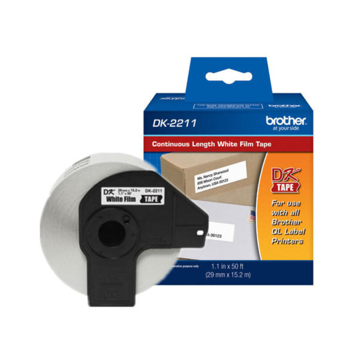 BROTHER DK-2211 Black on White Original Thermal ribbon - Cartouches Certifiées