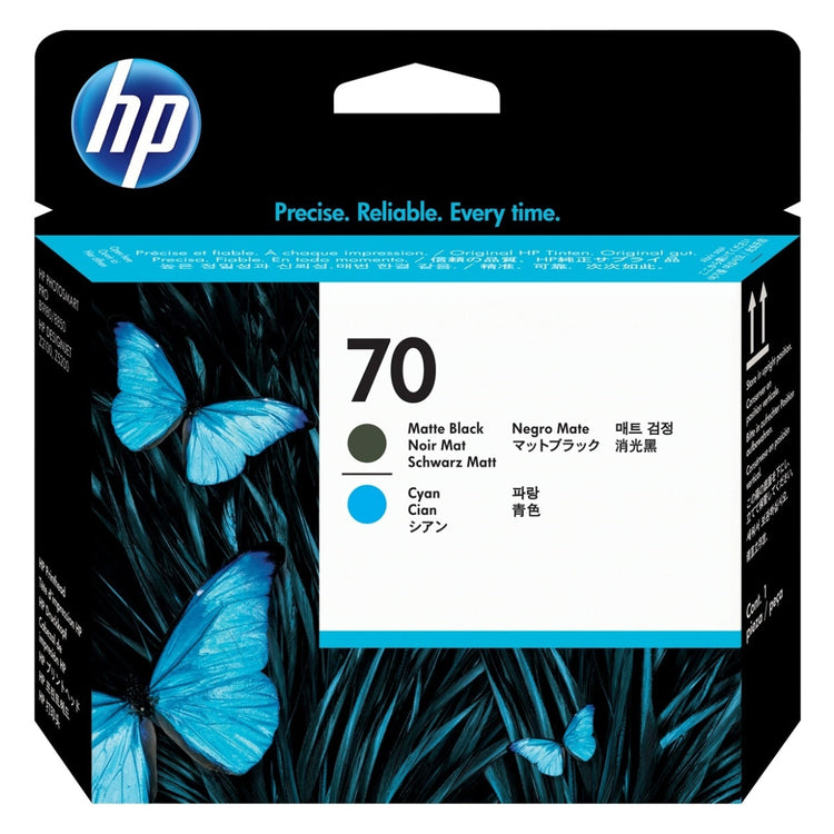 HP 70 - 130ml (C9404A) Matte Black and Cyan Original Printhead - Cartouches Certifiées